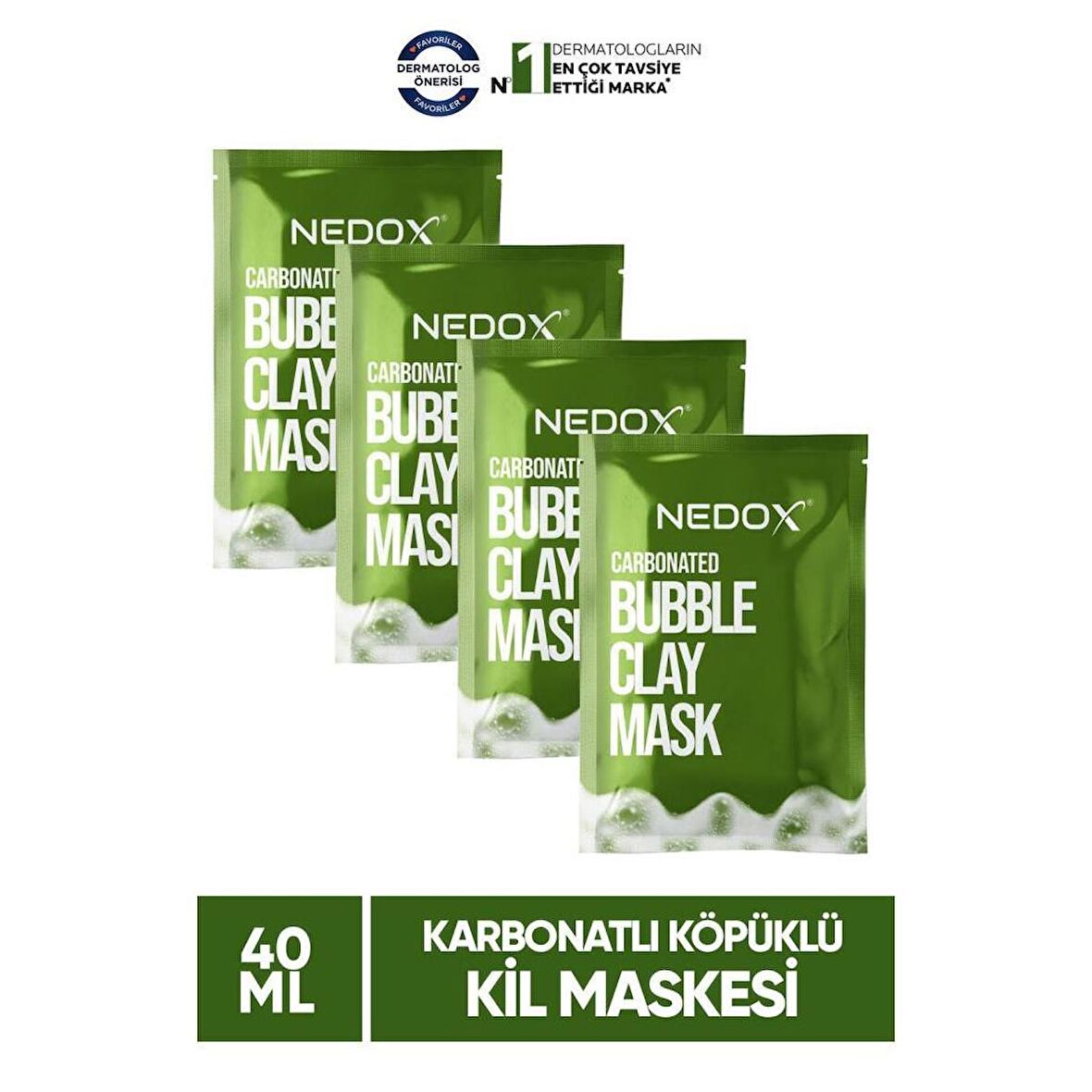 NEDOX Cilt Temizleyici Ve Arındırıcı Karbonatlı Köpüren Kil Maskesi 4x10 ml